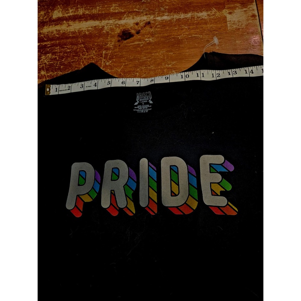 PRIDE Logo T-Shirt Mens Large Black -Short Sleeve NEW -Brisco -LGBTQ